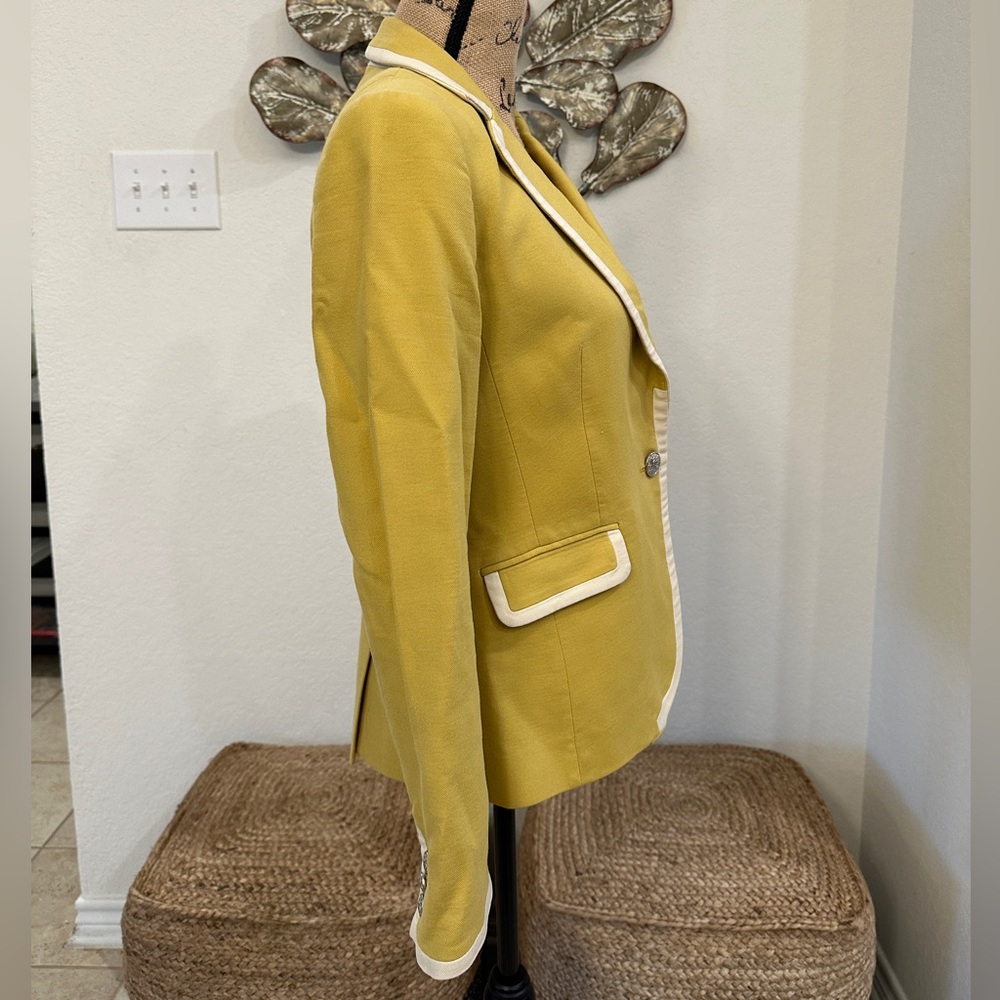 Banana Republic Yellow Blazer White Piping Trim Career Jacket - Picture 4 of 9
